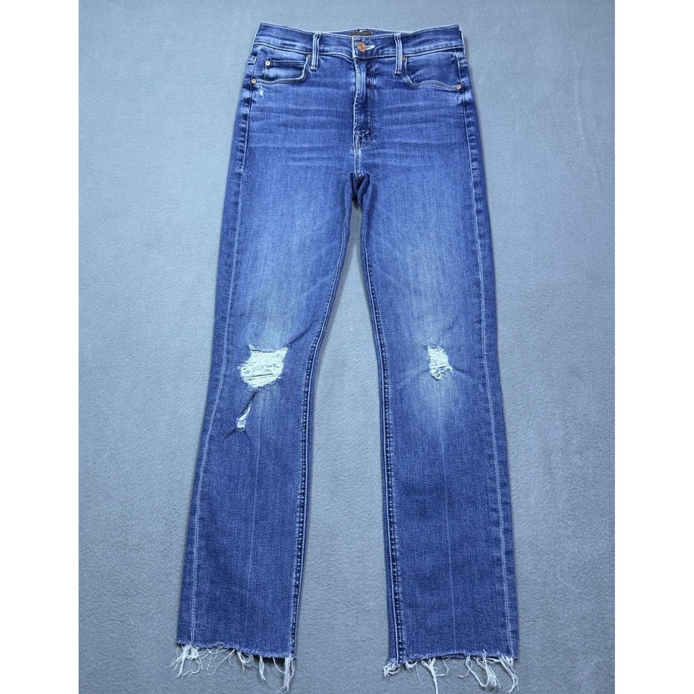 Mother Jeans Womens 26x27 Midrise Dazzler Ankle Step Fray Boho USA Distressed